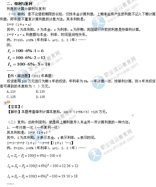 2014年中級經濟師考試金融專業精講：單利與復利