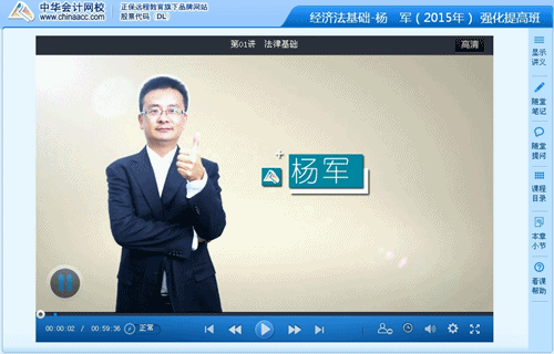 楊軍2015初級會計職稱《經(jīng)濟法基礎》強化班課程
