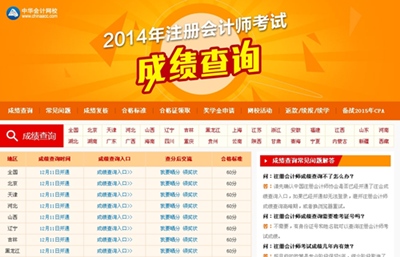 2014年注會考試成績查詢