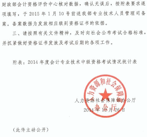 關于西藏2014年度會計專業技術中級資格考試合格標準有關問題的通知