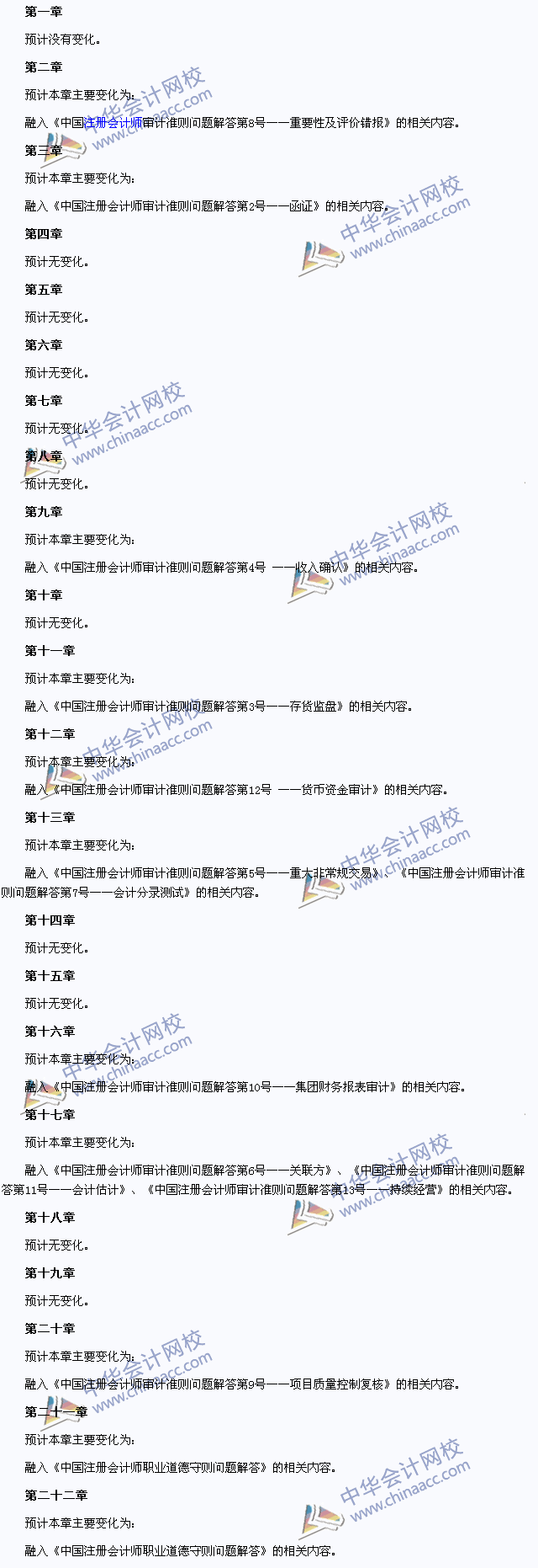 2015年注冊(cè)會(huì)計(jì)師考試《審計(jì)》教材變化預(yù)測(cè)