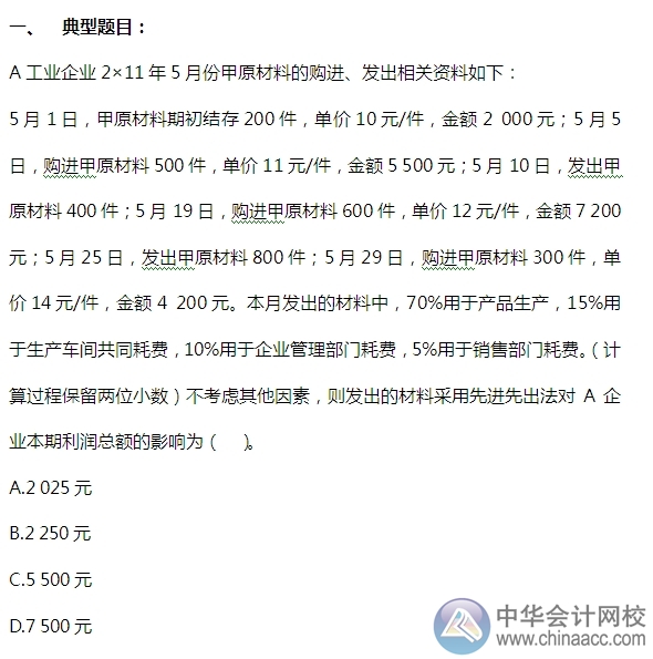 2015注會“借題發揮”會計篇：發出存貨的計量