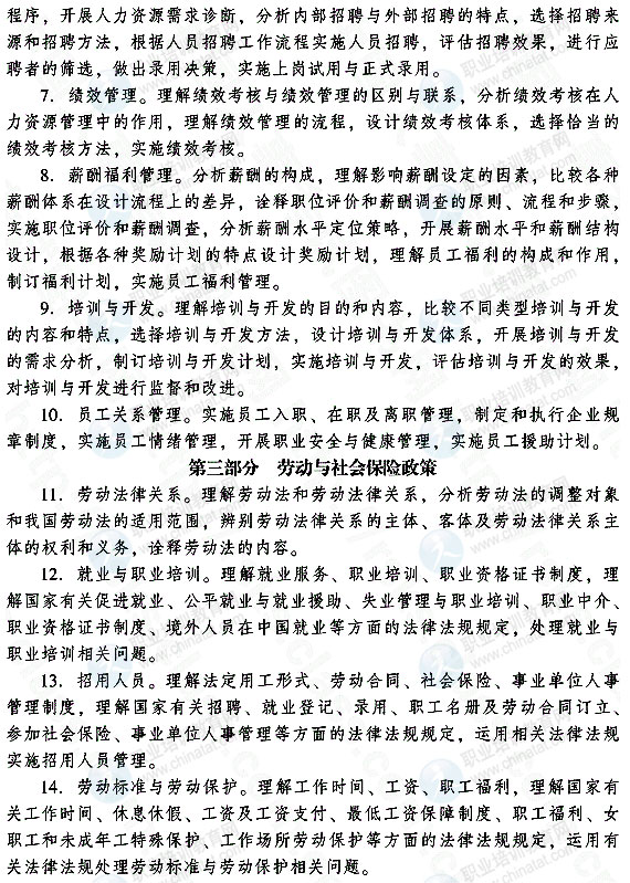 2015年初級人力資源管理專業知識與實務考試大綱