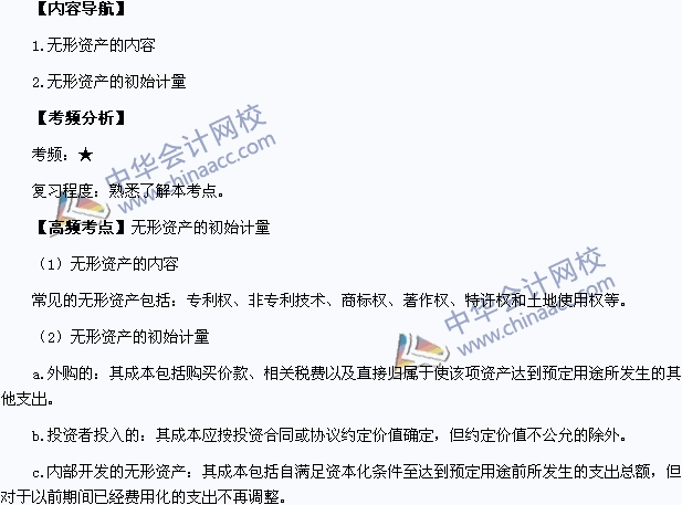 中級會計職稱考試《中級會計實務》高頻考點：無形資產的初始計量