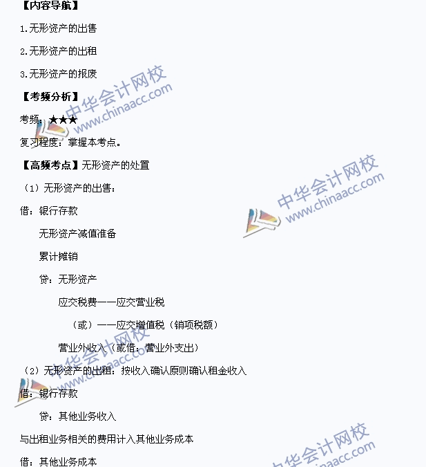 中級會計職稱考試《中級會計實務(wù)》高頻考點：無形資產(chǎn)的處置