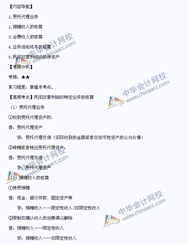 中級會計實務高頻考點：民間非營利組織業務核算
