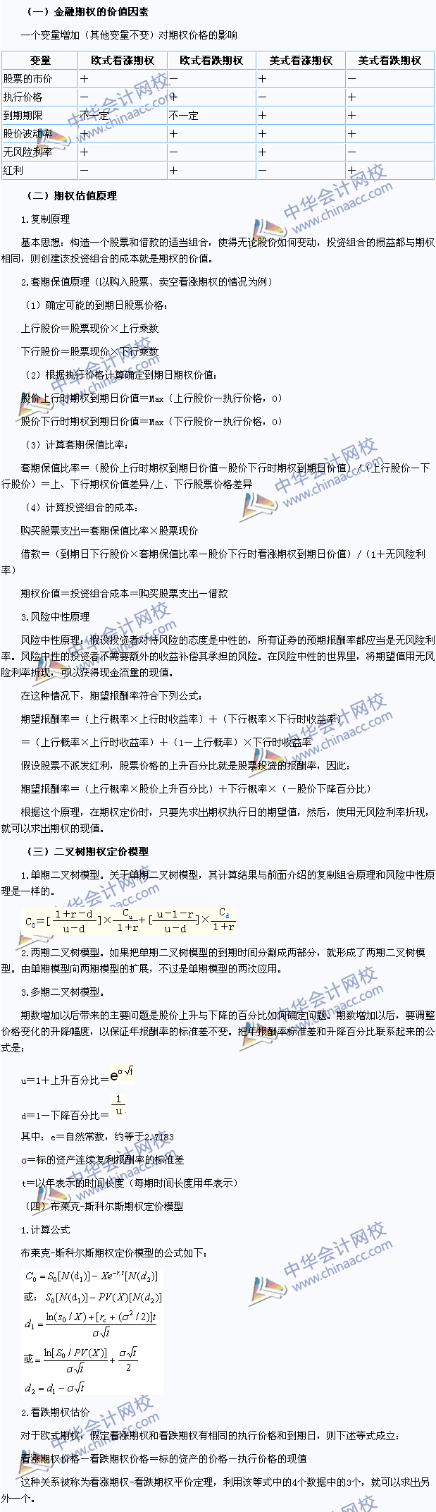 2015注會《財務成本管理》高頻考點：金融期權價值評估