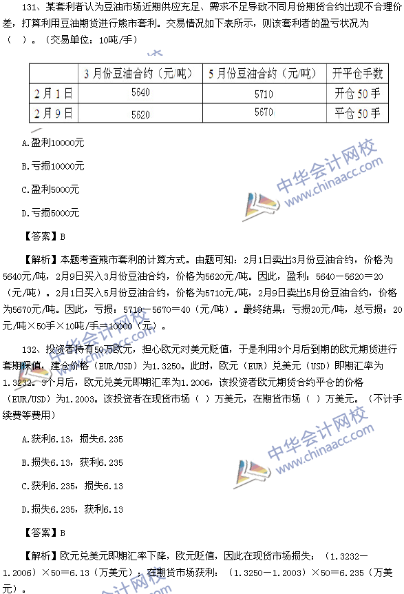 期貨從業資格考試《期貨基礎知識》樣卷綜合題