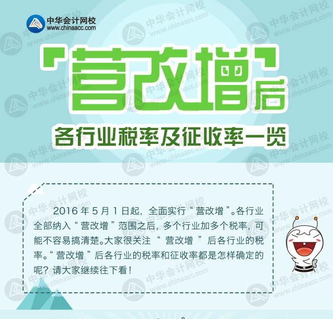 營改增后各行業稅率及征收率一覽