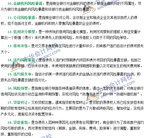 銀行職業資格《風險管理》第三章專業術語速記