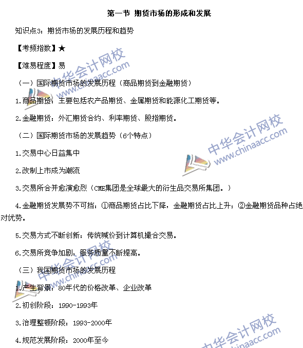 期貨從業《期貨基礎知識》第一章高頻考點：期貨市場的發展