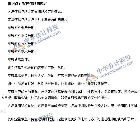 銀行職業資格考試《個人理財》第七章高頻考點：客戶信息的內容