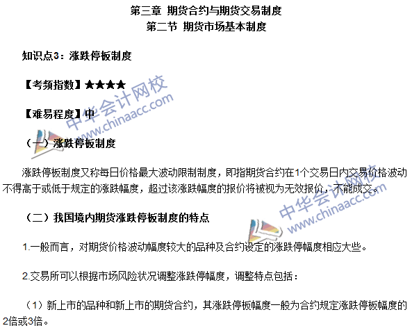 期貨從業考試《期貨基礎知識》第三章高頻考點：漲跌停板制度