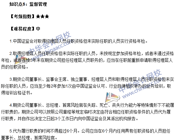 2016年期貨從業考試《期貨法律法規》高頻考點：監督管理