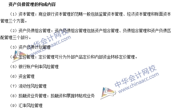 銀行職業資格法律法規與綜合能力高頻考點：資產負債管理構成