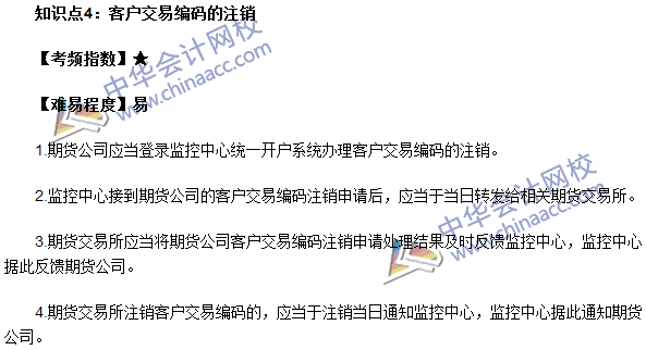 期貨從業考試《期貨法律法規》高頻考點：客戶交易編碼的注銷