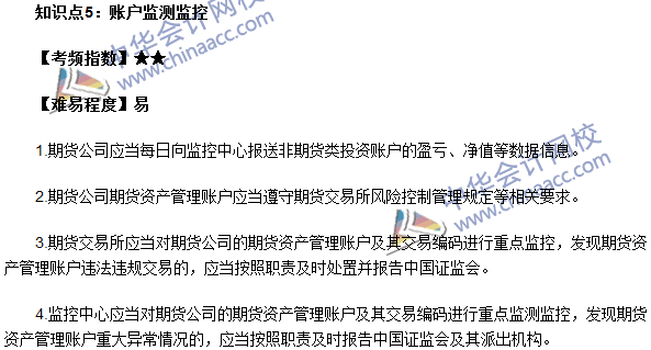 期貨從業考試《期貨法律法規》法條十四高頻考點：賬戶監測監控