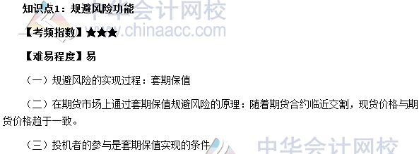 2017期貨從業《期貨基礎知識》高頻考點：規避風險功能
