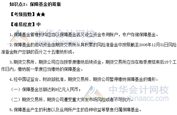 2017期貨從業考試《期貨法律法規》法條二高頻考點：保障基金的籌集