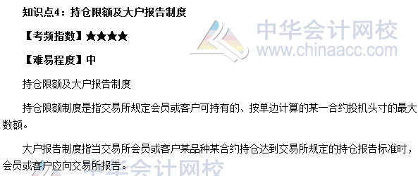 期貨從業《期貨基礎知識》高頻考點：持倉限額及大戶報告制度