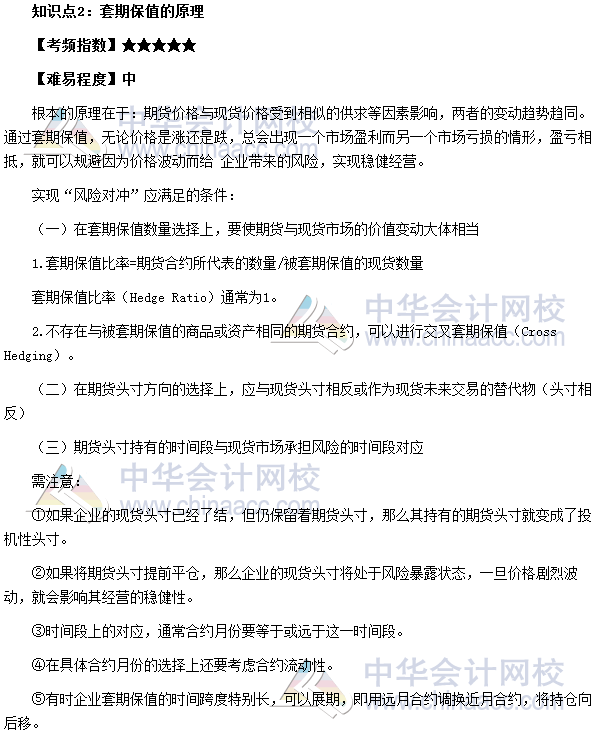 2017年期貨從業《期貨基礎知識》高頻考點：套期保值的原理