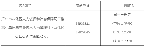 廣州從化區2016年中級會計職稱證書領取通知