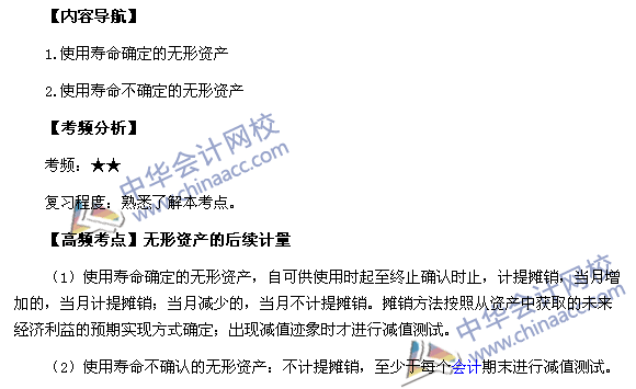 2017年《中級會計實務》高頻考點：無形資產的后續計量 