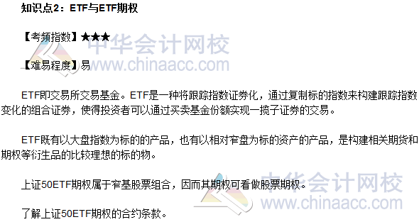 2017年期貨從業《期貨基礎知識》高頻考點：ETF與ETF期權