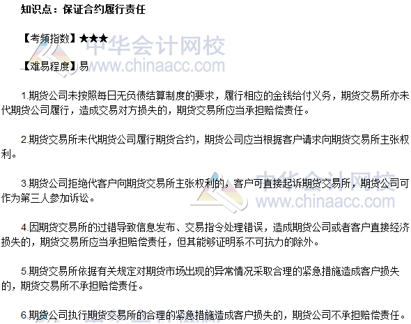 2017年期貨從業《期貨法律法規》法條十九高頻考點：保證合約履行責任