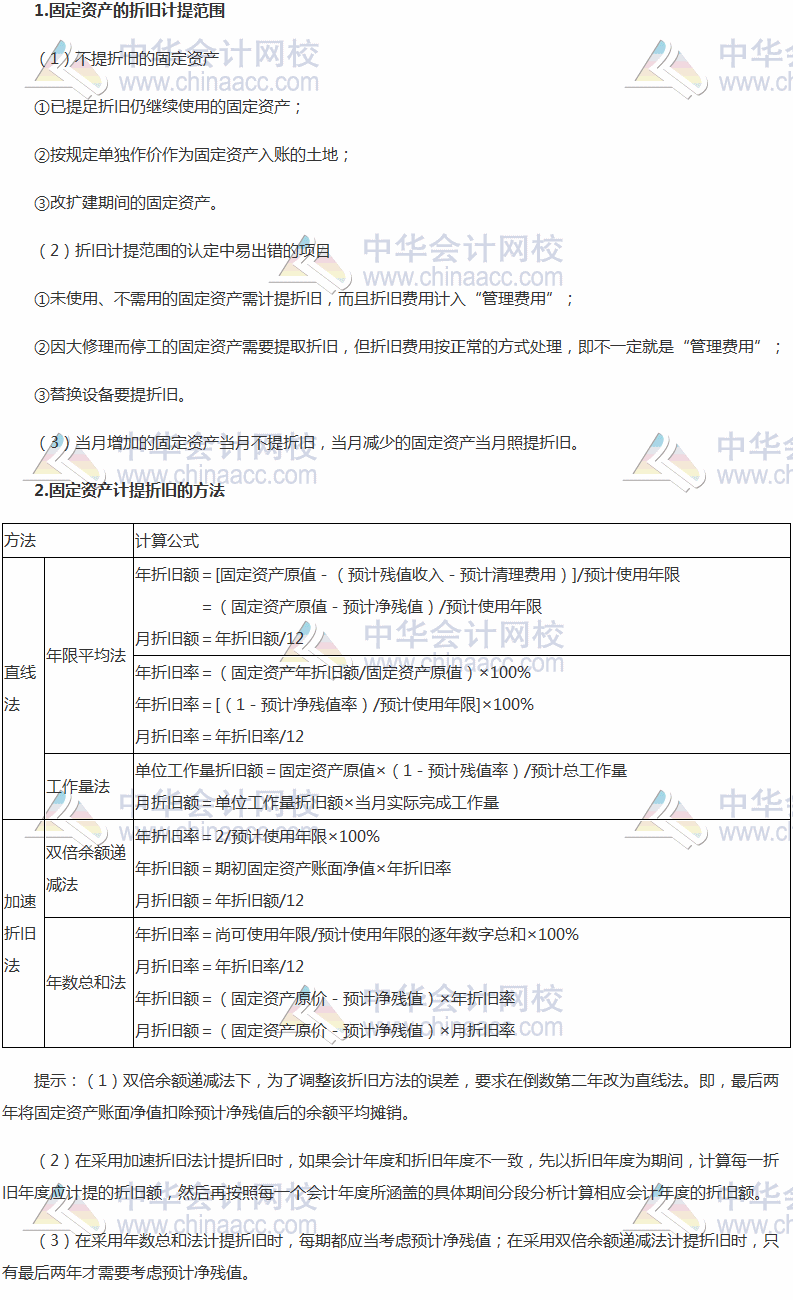 2017稅務(wù)師《財(cái)務(wù)與會計(jì)》高頻考點(diǎn)：固定資產(chǎn)折舊