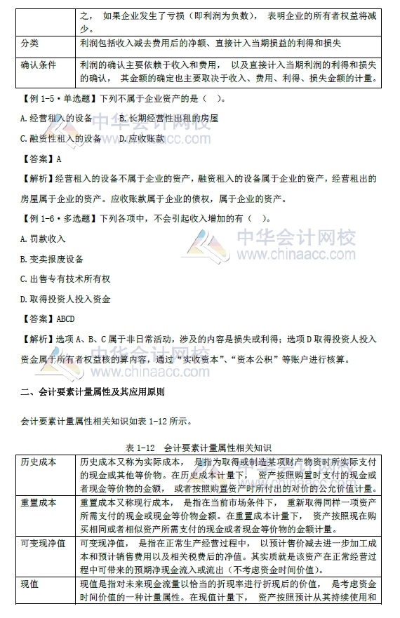 初級會計實務改革第一章內容 會計要素及其確認與計量
