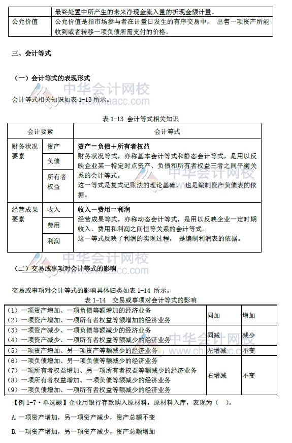 初級會計實務改革第一章內容 會計要素及其確認與計量