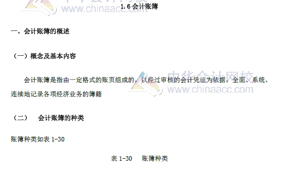 2018年初級會計實務改革第一章內容 會計賬簿