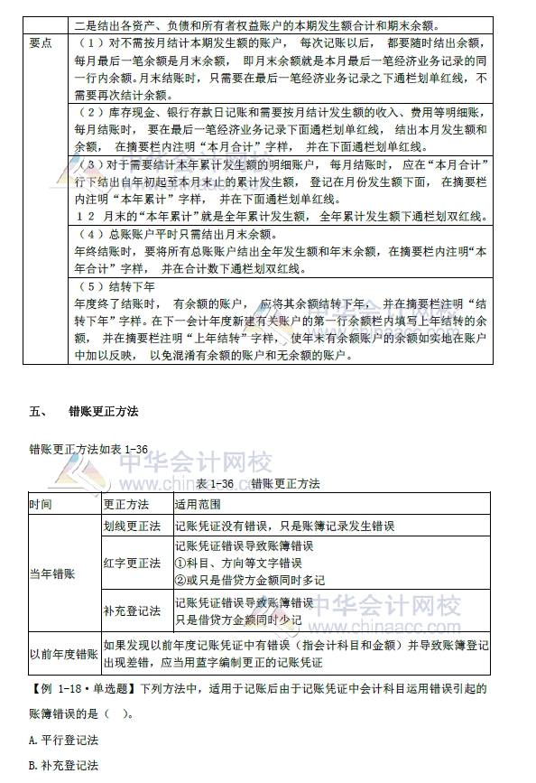 2018年初級會計實務改革第一章內容 會計賬簿