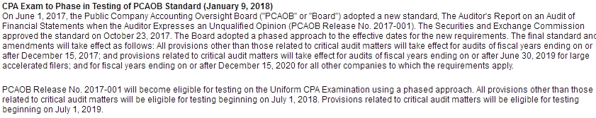 美國注冊會計師 考試 PCAOB 新準則 uscpa 改革