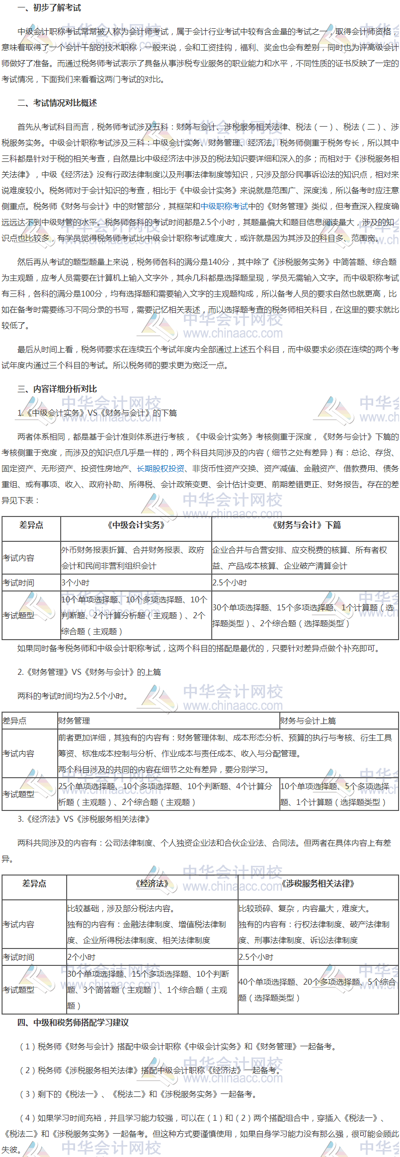 稅務師考試與中級會計職稱考試的區別和聯系，如何搭配學習