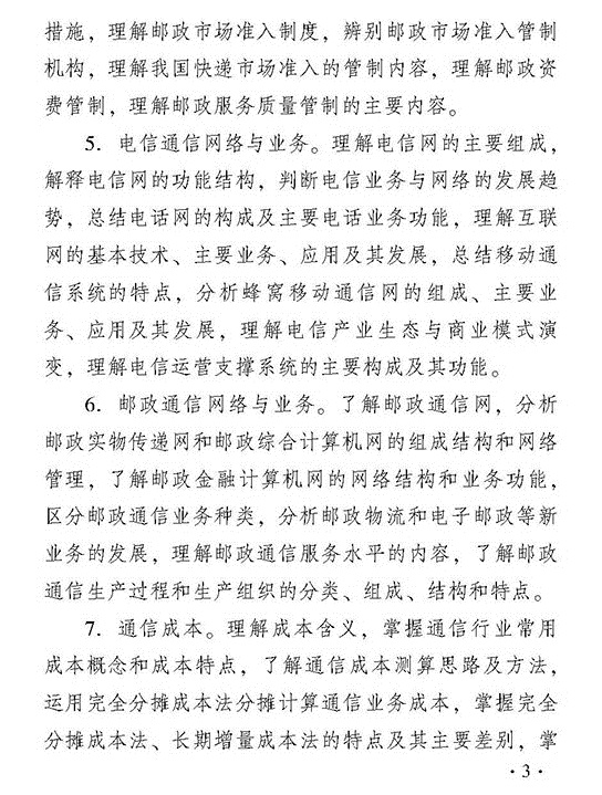 2018年經濟師考試中級郵電經濟專業考試大綱