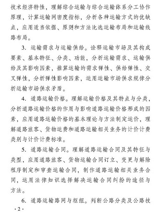2018年經濟師考試中級運輸公路考試大綱