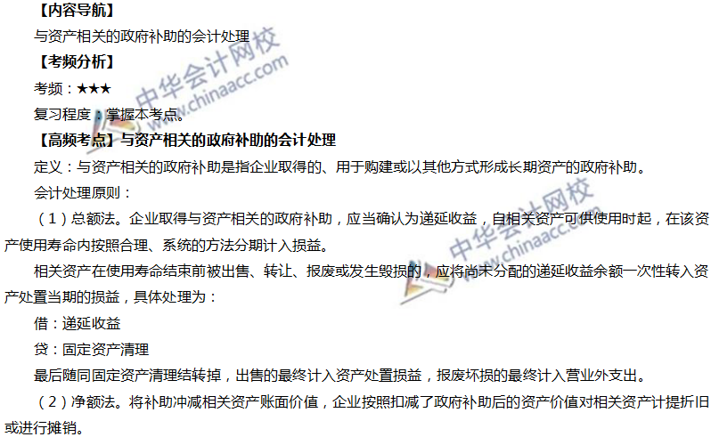 資產相關的會計處理