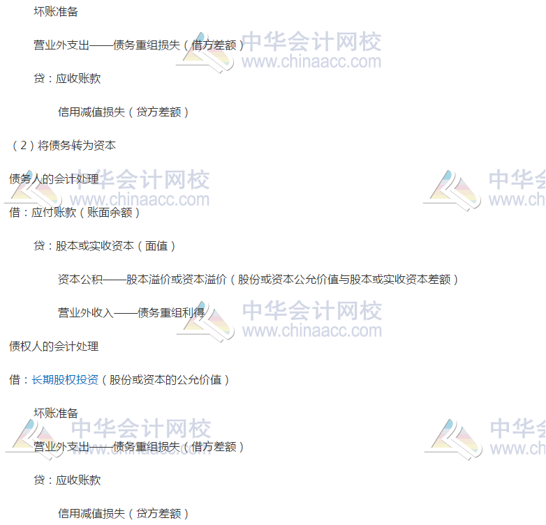 債務重組的會計處理