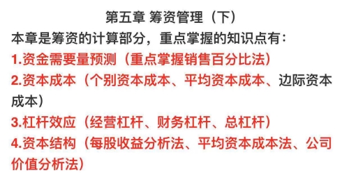 中級會計財管各章節易考點