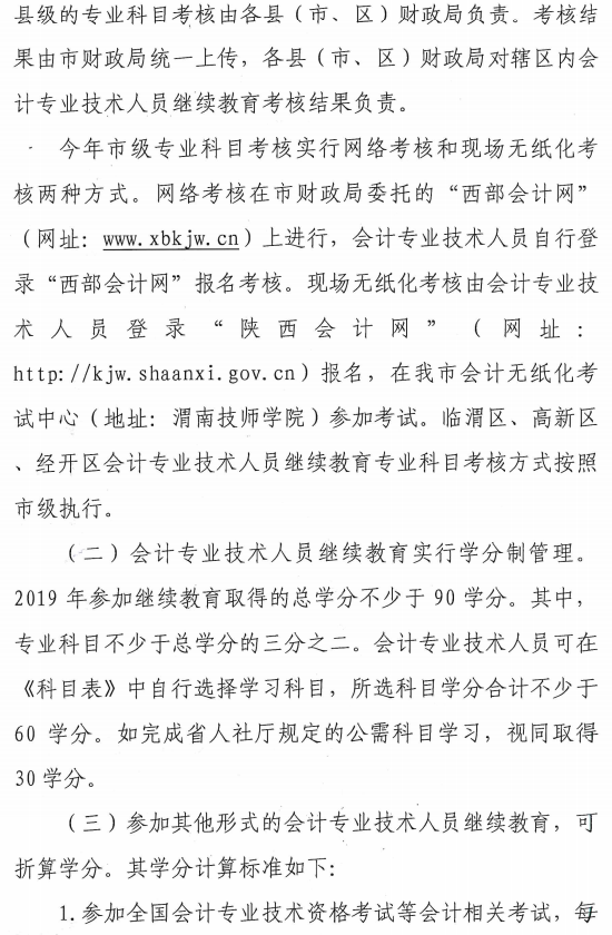 陜西渭南2019年會計人員繼續教育