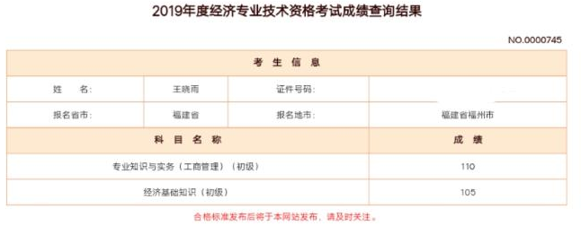 中級經濟師工商管理考生成績8