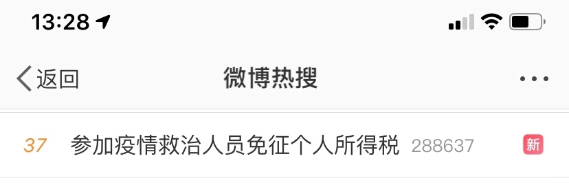 財政部稅務總局：參加疫情救治人員免征個人所得稅