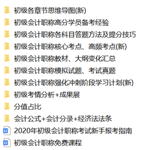 2020初級會計免費資料包都有哪些內容？