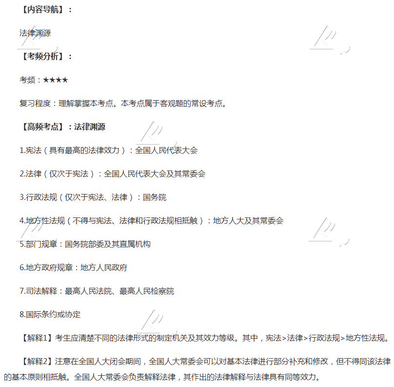 2020年注會《經濟法》第一章高頻考點：法律淵源