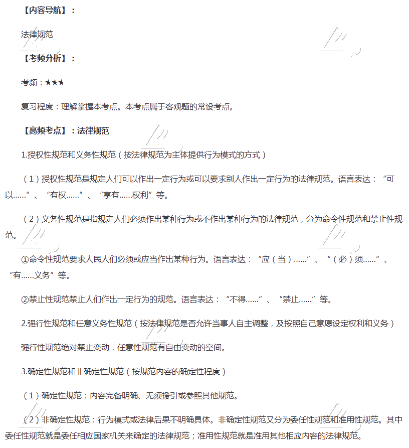 2020年注會《經濟法》第一章高頻考點：法律規范