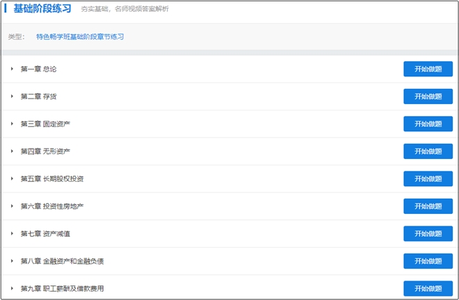 注意！中級會計特色暢學班基礎學習階段全部開通！