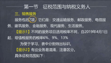 【微課】注會稅法葉青老師：增值稅銷售服務