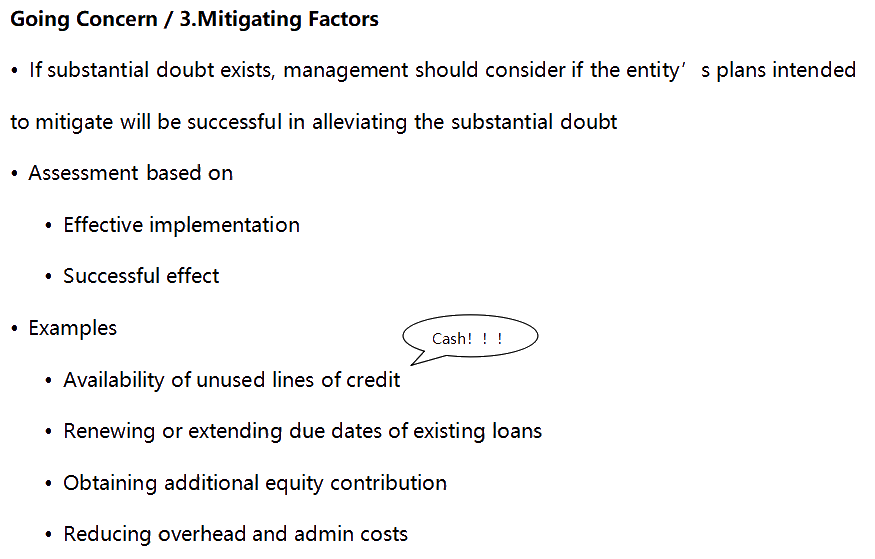 AICPA知識點：持續經營Going Concern —Mitigating Factors